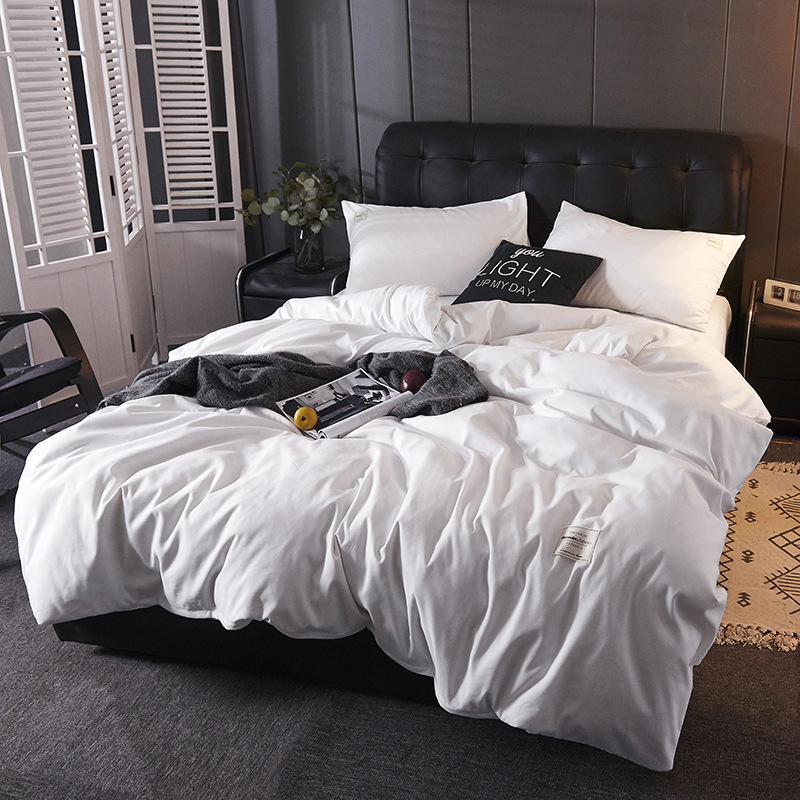 纯色四件套加厚磨毛简约三件套学生床单被套床上用品批发