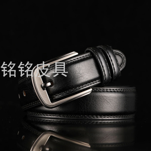 Boys Genuine Cowhide Pin Buckle Belt Brown Middle-Aged Persons Youth Casual Trendy Men‘s Pant Belt