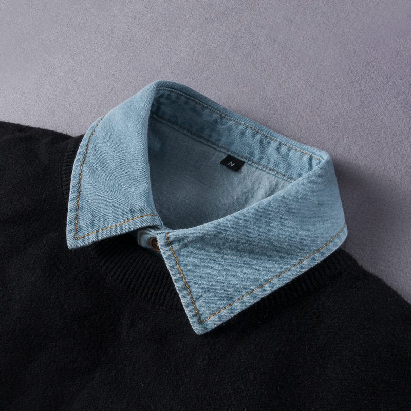 牛仔假领子女秋冬百搭衬衫假领尖领假衣领男毛衣装饰领衬衣领