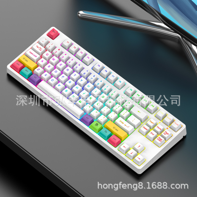 蓝牙2.4G有线三模热插拨青轴机械键盘可拆卸全键无冲RGB厂价优惠