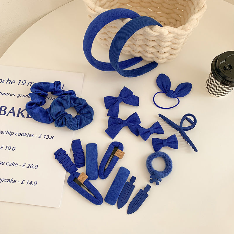 克莱因蓝发饰超显白头箍发夹ins鹿皮绒发圈韩国2021新款线圈发绳