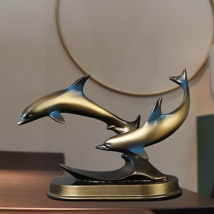 厂家直销一件代发欧式树脂工艺品海豚创意摆件玄关办公室家居软装