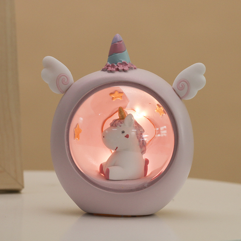 厂家批发独角兽星星灯创意卧室床头小夜灯摆件学生礼物树脂工艺品
