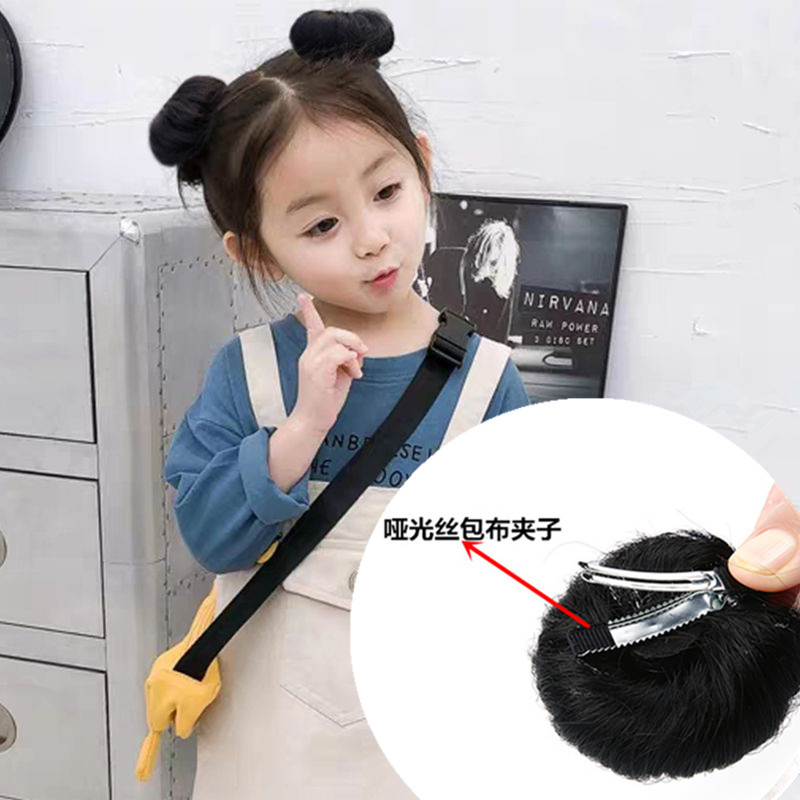 厂家直供儿童丸子头 宝宝假发头花  一朵花发饰   哑光丝现货足