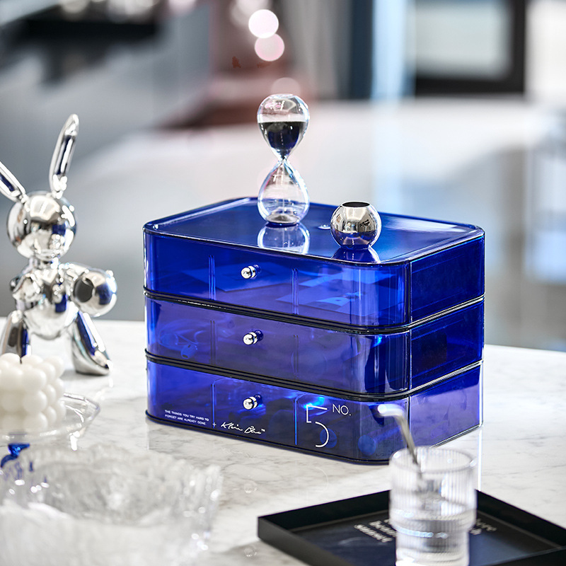 纯色款桌面抽屉化妆品口红收纳盒桌上杂物办公桌面膜梳妆台置物架