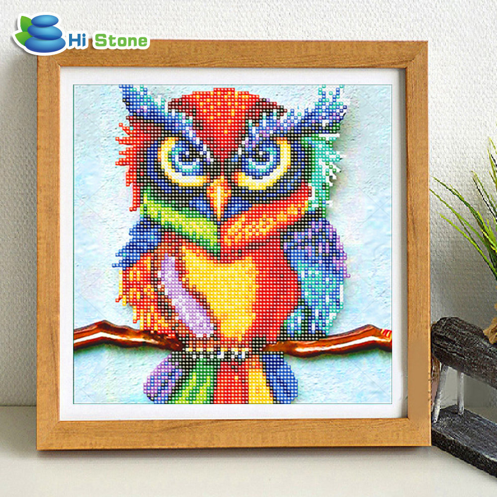 儿童diy砖石画5d 不带框钻石画猫头鹰水钻画电表箱装饰画简约批发