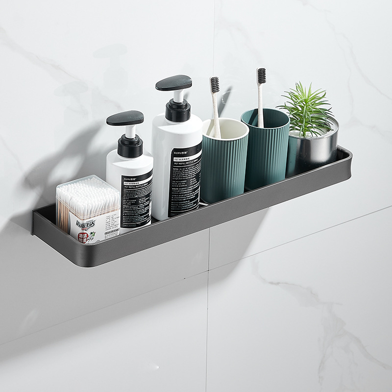 枪灰色置物架 浴室收纳置物架 长形壁挂太空铝沥水架 卫生间角架