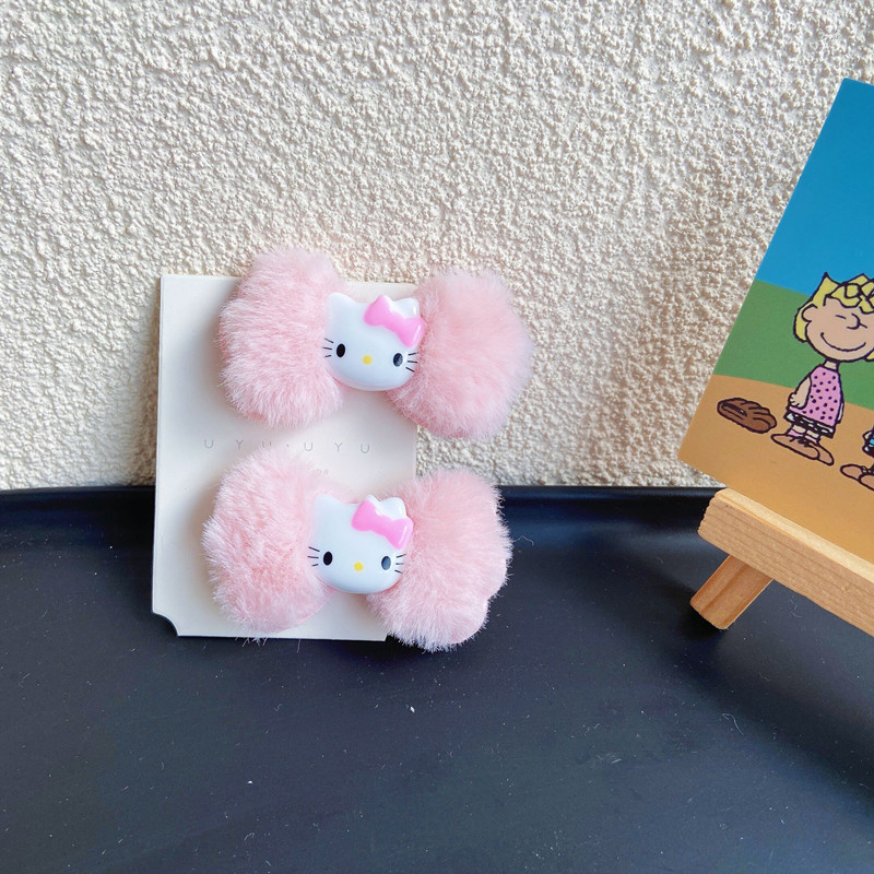 秋冬儿童发夹网红可爱毛茸鸭嘴夹ins少女心边夹刘海夹kt猫咪夹子