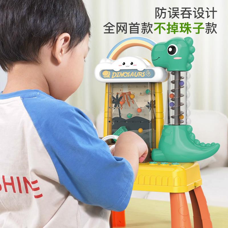 跨境新品恐龙接豆豆游戏机电动灯光音乐升降亲子互动玩具现货批发