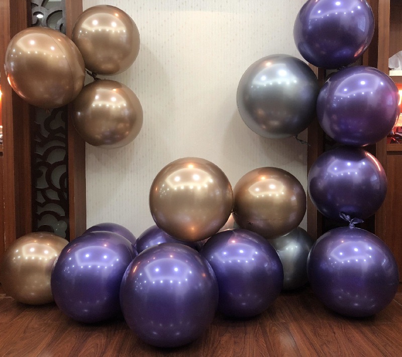金属波波球正圆防氧化金属铬色系气球生日派对装饰无皱纹网红球