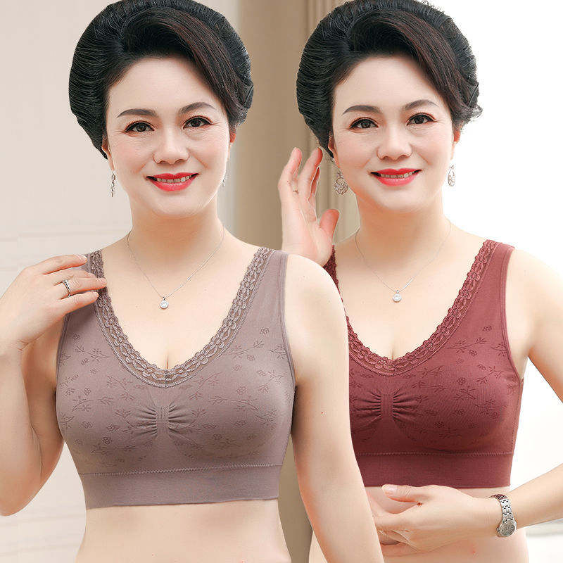 妈妈内衣无钢圈背心式文胸中老年文胸运动内衣加大码女士聚拢胸罩