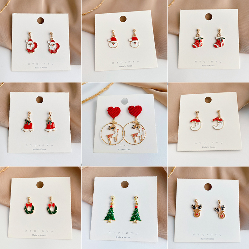 2021年新款圣诞节耳钉韩国气质简约气质网红清新日系甜美耳环耳夹
