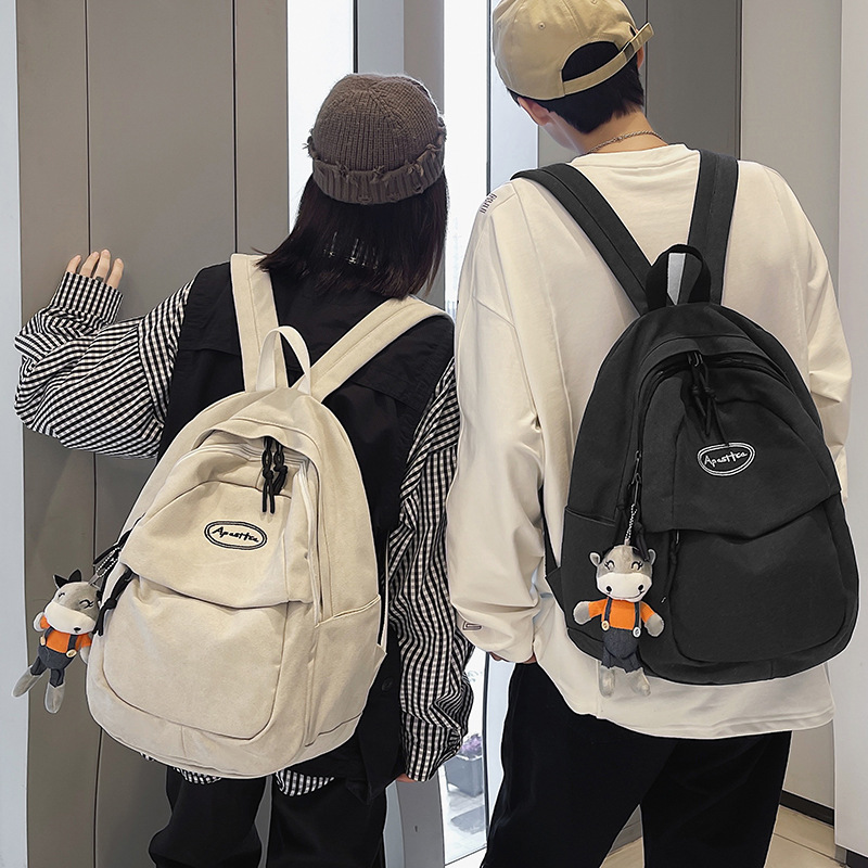 双肩包男日系简约ins帆布书包女潮牌学院风大容量背包新款校园包