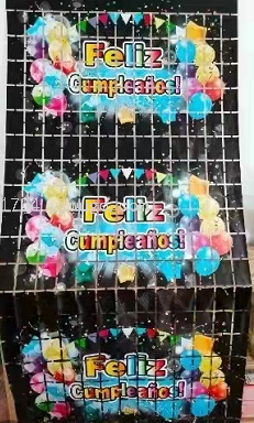 新款西语方块印刷雨丝帘生日派对圣诞聚会装饰雨丝帘