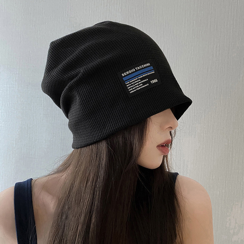 秋冬新款布艺针织毛线帽子女日系网红风气质辣妹潮酷包头帽不加绒