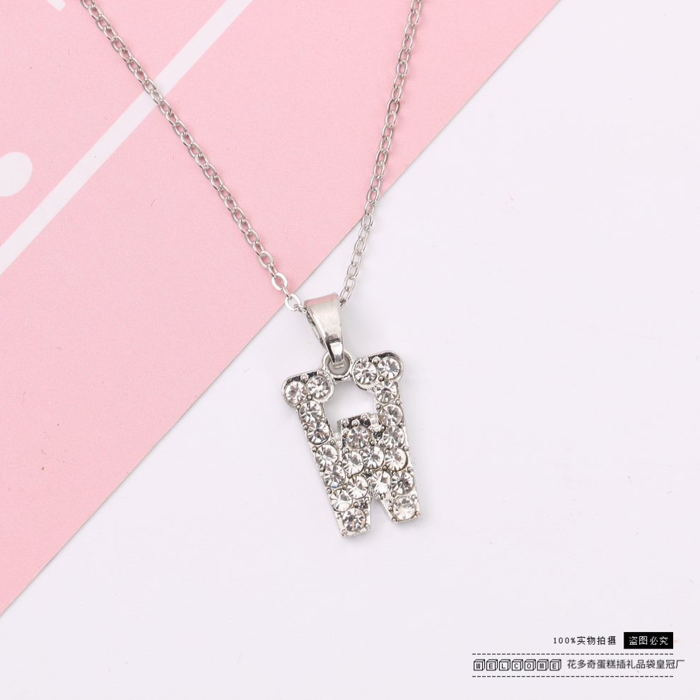 2022新款上市 英文字母吊坠水钻微镶项链锁骨链 欧美ins风颈链