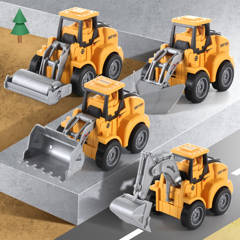 地摊热卖袋装按压工程车 男孩批发儿童玩具 按压式挖掘机玩具车