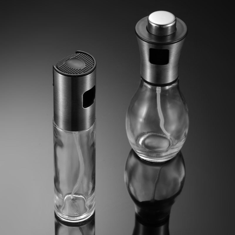304不锈钢喷油壶 喷雾烧烤橄榄油玻璃按压式喷油瓶厨房用品油壶