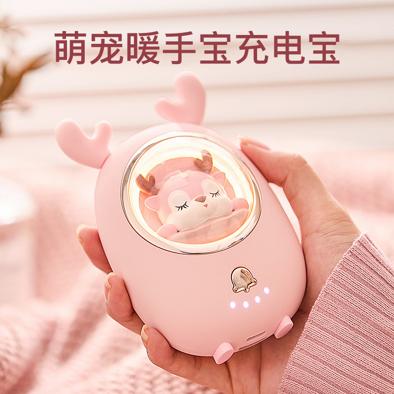 2021跨境新品迷你公仔充电宝暖手宝二合一usb便携暖手宝充电宝