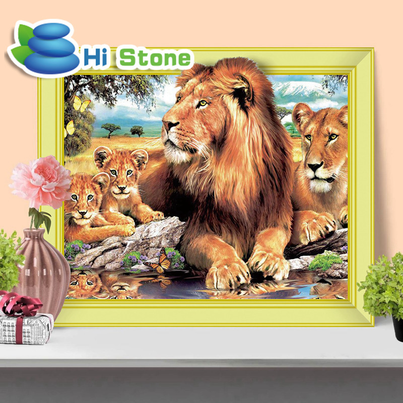 俄罗斯爆款松木带框钻石画动物外贸带画框满钻立体画家居装饰画