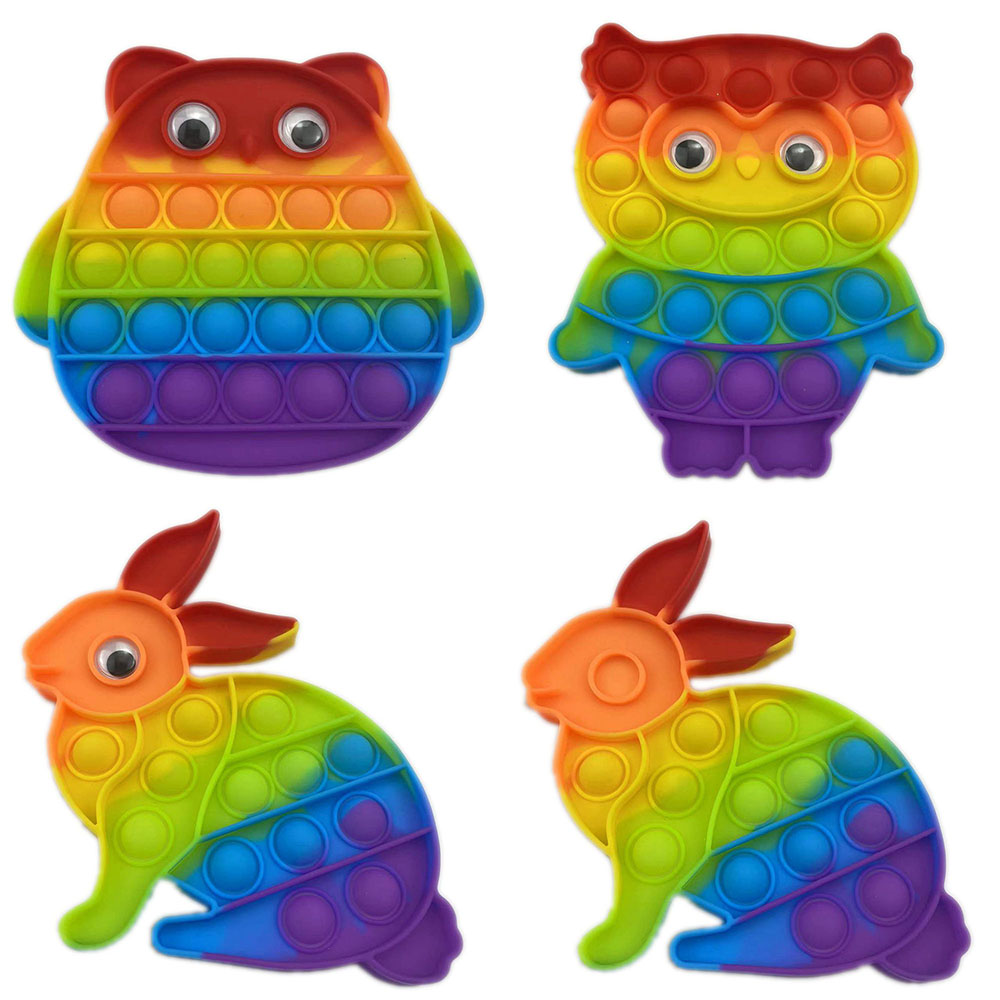 小号彩虹猫头鹰涂涂小玉兔灭鼠先锋儿童心算桌面互动益智硅胶玩具