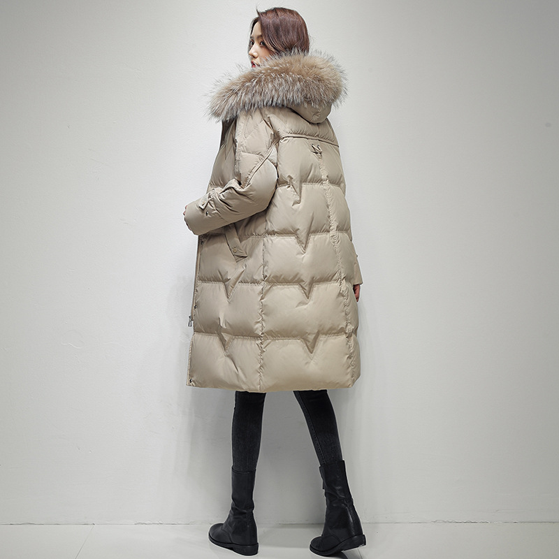 羽绒服女中长款202年冬季韩版新款女装白鸭绒大码女士羽绒服批发