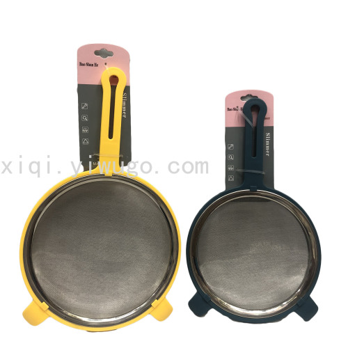 plastic ring 40 mesh 304 filter screen with handle double ear fried colander dumpling noodles spoon rs-4872