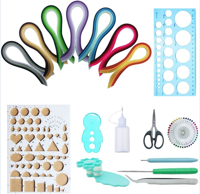 衍纸套装跨境专供工具渐变色衍纸条波浪造型器模板衍纸笔