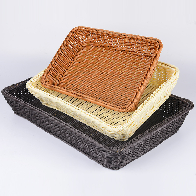 编织花篮手工编织塑料收纳篮超市摆件篮果篮水果店货架面包篮批发