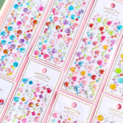 Diamond Crystal Gem Stickers Children Reward Three-Dimensional Love Color Cute Creative Shiny DIY Stickers Painting Stickers