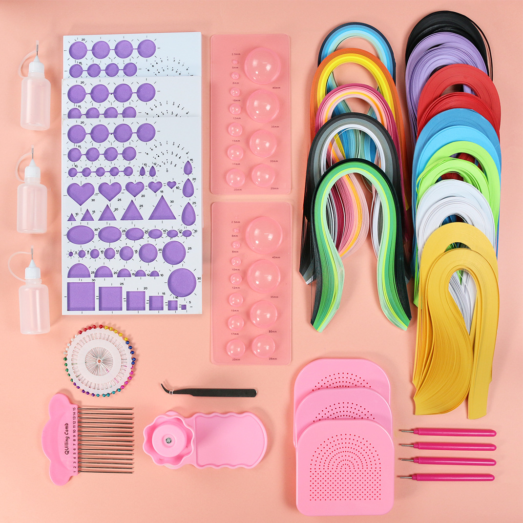 衍纸套装花型衍纸单色衍纸渐变色衍纸工具套装初学者收纳盒3mm