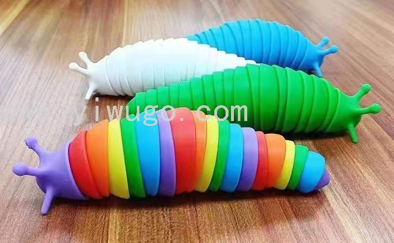 跨境蛞蝓解压玩具Fidget slug益智popit仿真彩虹色鼻涕虫发泄玩具