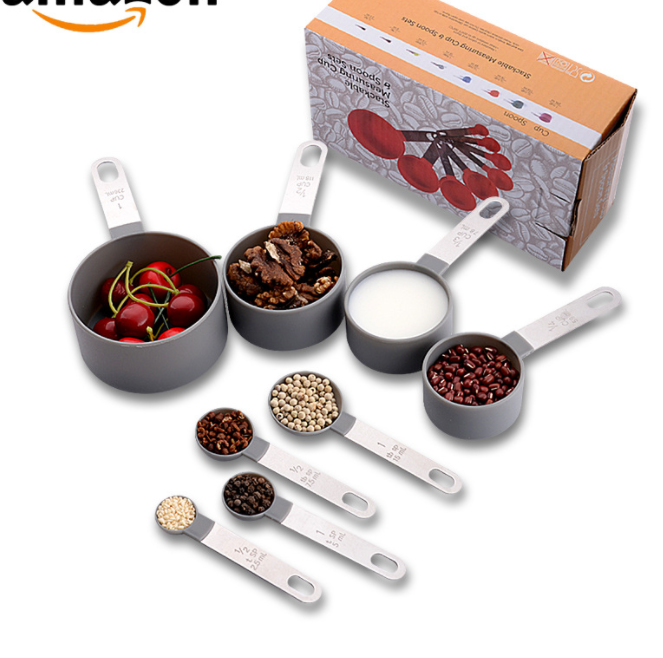 新款塑料量勺量杯8件套外贸专供