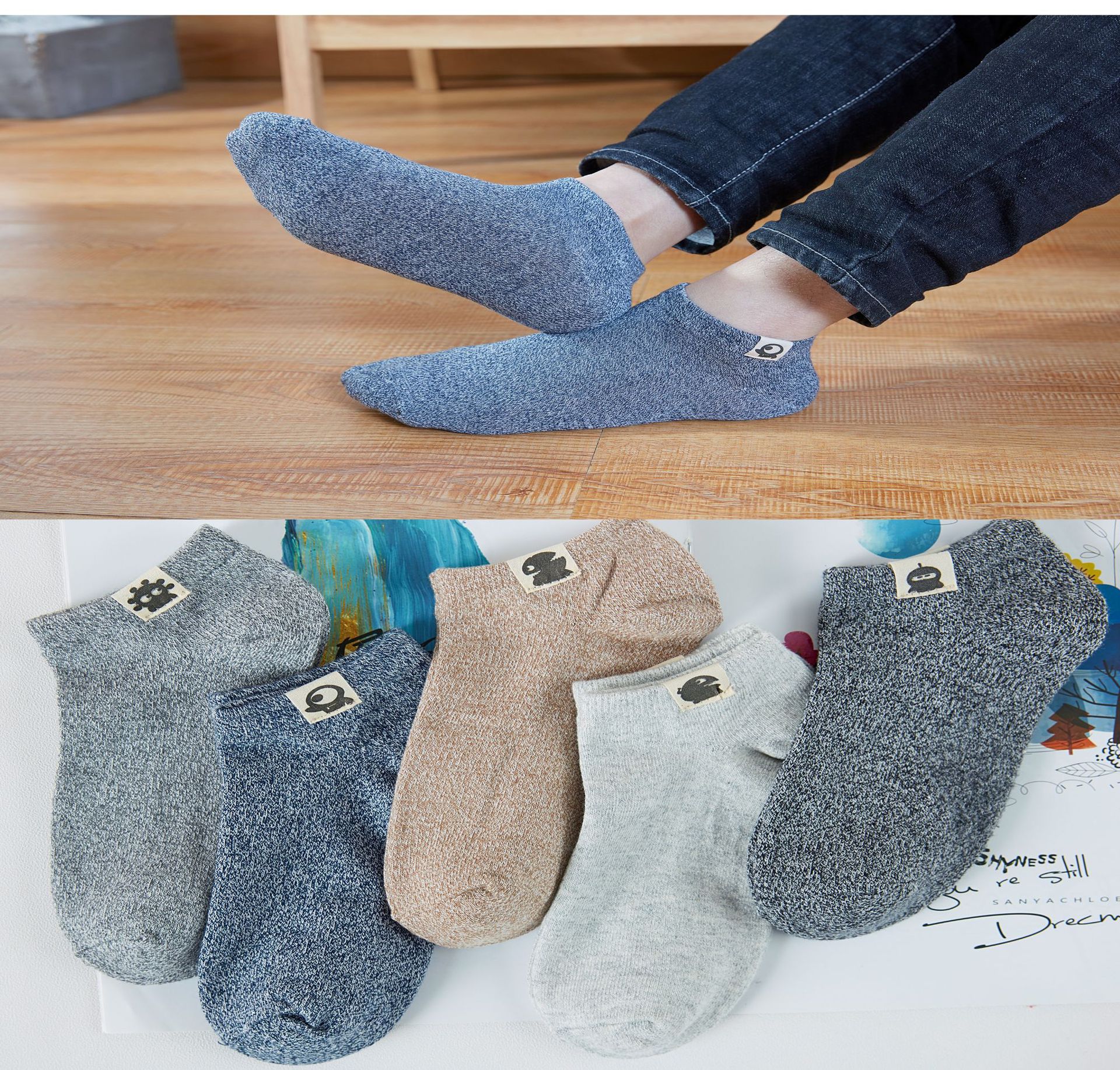 新款春夏男士船袜休闲百搭男袜浅口透气男士棉袜子厂家批发