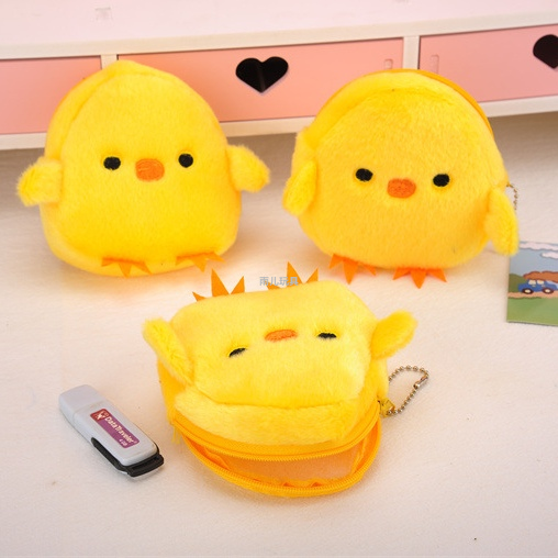 可爱小鸡零钱包卡通少女心毛绒立体装银行卡包零钱包夜市货源钱包