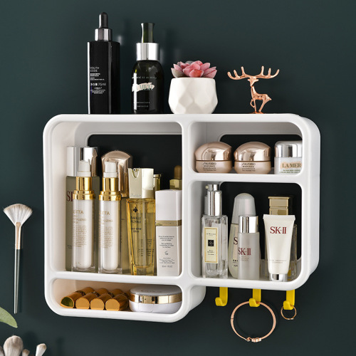 Popular Online Popular Simple Light Luxury Cosmetics Storage Box Wall-Mounted punch-Free Dust-Proof Bathroom Wall-Mounted Storage Rack 