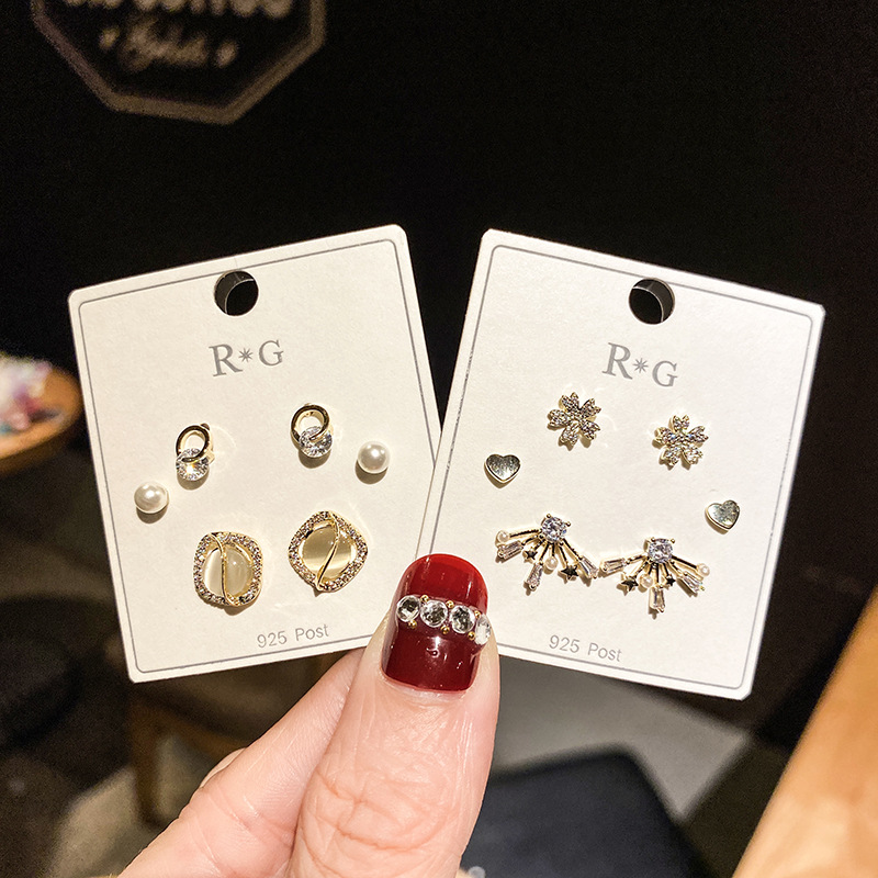 925银针韩国气质简约烟花珍珠耳钉气质新款简约耳钉冷淡风耳饰女