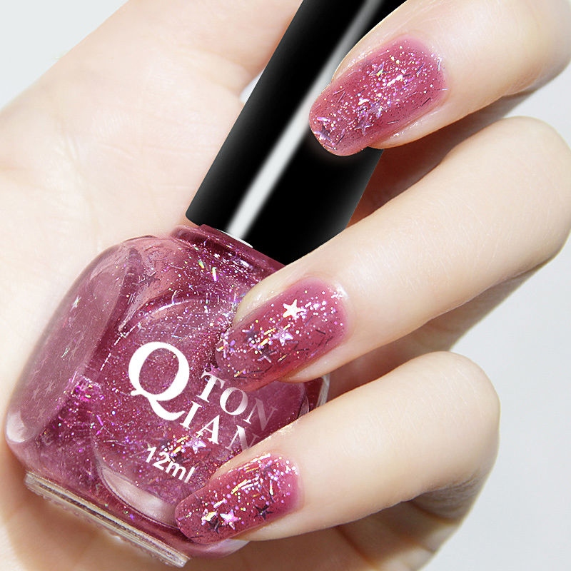 指甲油持久不可剥免烤快干不可撕拉美甲流星雨显白护甲美甲油亮油