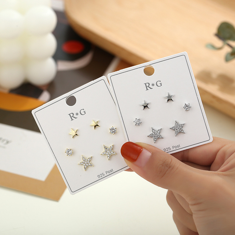 五角星镶钻气质耳钉简约高级感925纯银耳针防过敏耳环学生耳饰女