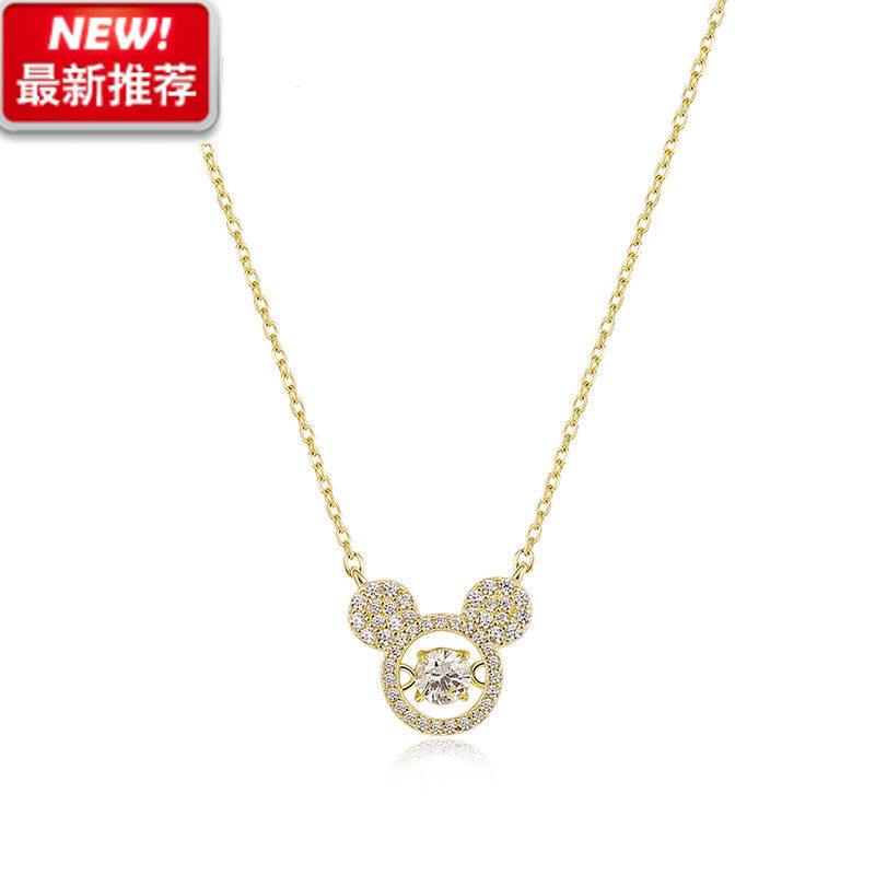 【项链批发】新款网红轻奢米奇头黑天鹅镀金女式吊坠项饰锁骨耳链