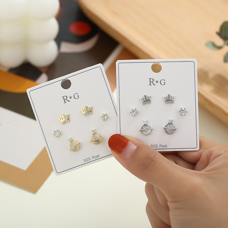 2021年s925银针锆石耳饰几何型简约耳坠女式耳环气质耳钉跨境专供