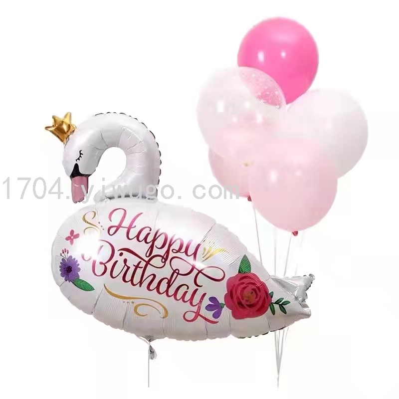 新款火烈鸟天鹅铝膜气球浪漫生日派对婚礼主题气球装饰