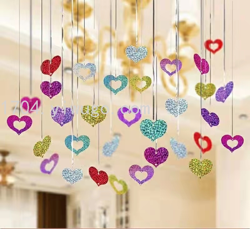 气球爱心亮片雨丝吊坠场景布置浪漫婚庆婚房生日派对用品