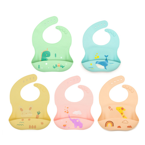 3d new animal cartoon series silicone bibs baby rice bibs waterproof silicone bibs for baby eating