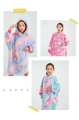 New Luminous Thickened Lazy Pullover TV Blanket Outdoor Cold-Proof Warm Blanket Flannel Hooded Fleece Sweater