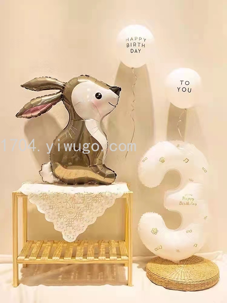 ins兔子立体铝膜气球生日装饰派对拍照道具场景布置