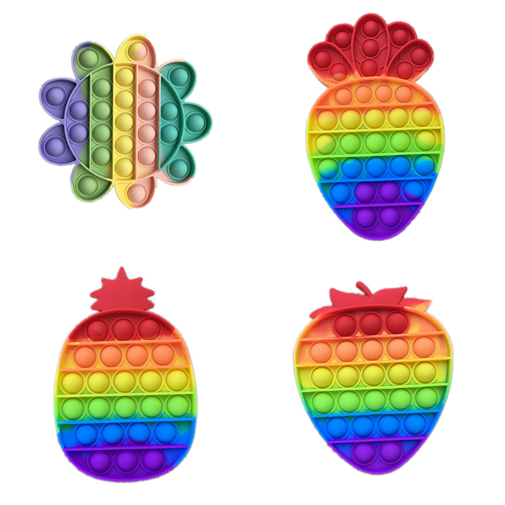 彩虹马卡龙太阳花草莓菠萝胡萝卜植物灭鼠先锋儿童泡泡乐硅胶玩具