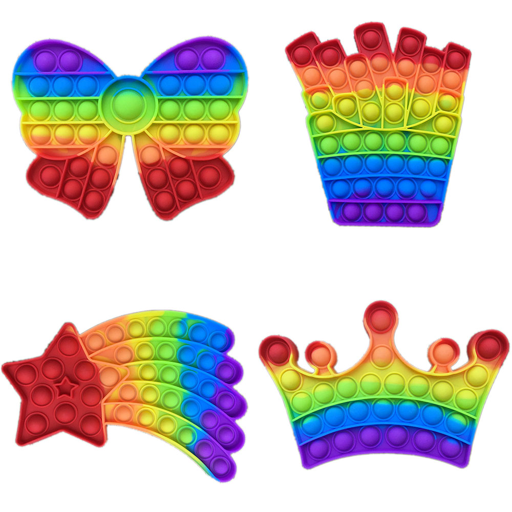 彩虹马卡龙蝴蝶结流星皇冠薯条灭鼠先锋儿童泡泡乐解压益智小玩具