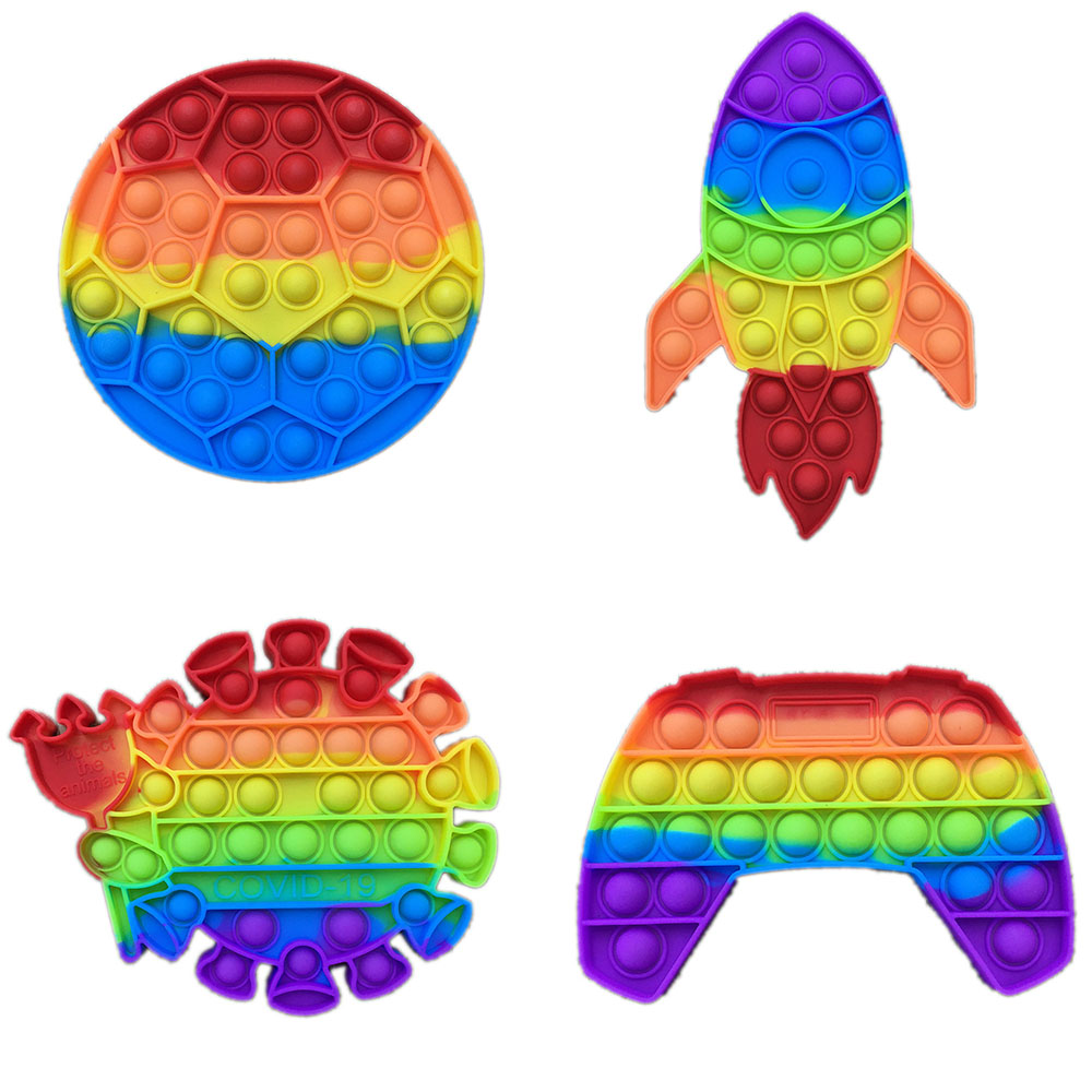 彩虹马克龙足球火箭圆球游戏机手柄灭鼠先锋儿童亲子互动硅胶玩具