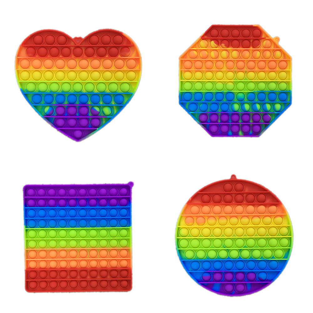 彩虹马卡龙桃心八角形正方形圆形灭鼠先锋儿童泡泡乐硅胶益智玩具